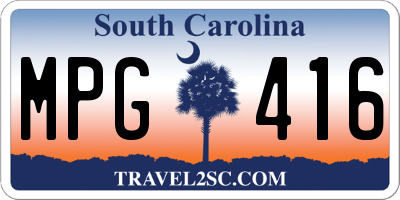 SC license plate MPG416
