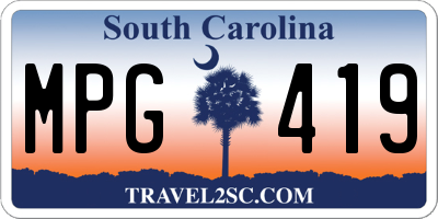 SC license plate MPG419