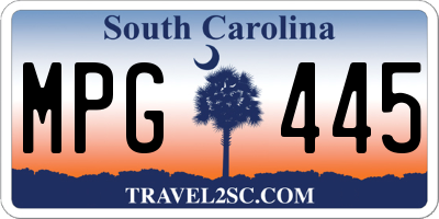 SC license plate MPG445