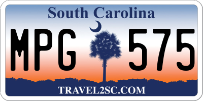 SC license plate MPG575