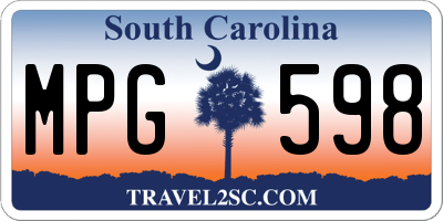 SC license plate MPG598