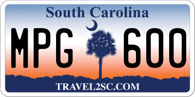 SC license plate MPG600