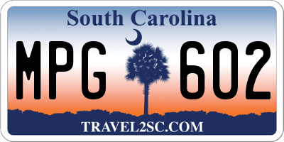 SC license plate MPG602
