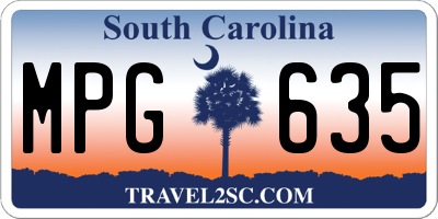 SC license plate MPG635