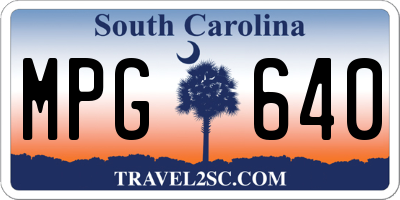 SC license plate MPG640
