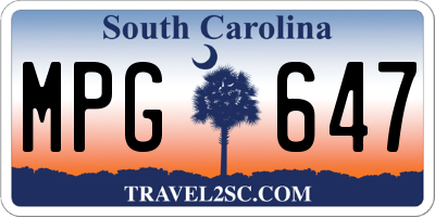 SC license plate MPG647