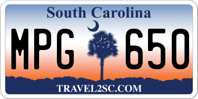 SC license plate MPG650