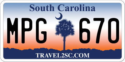 SC license plate MPG670