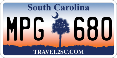 SC license plate MPG680