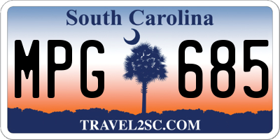 SC license plate MPG685