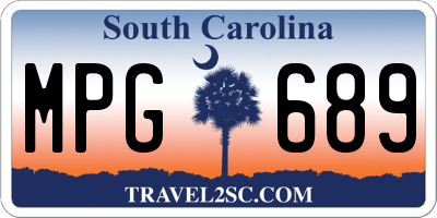 SC license plate MPG689