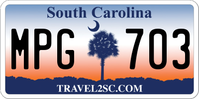 SC license plate MPG703