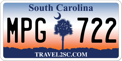SC license plate MPG722