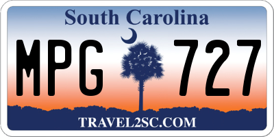 SC license plate MPG727