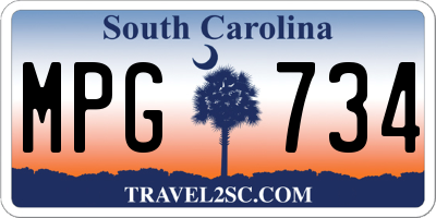SC license plate MPG734
