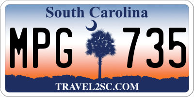 SC license plate MPG735