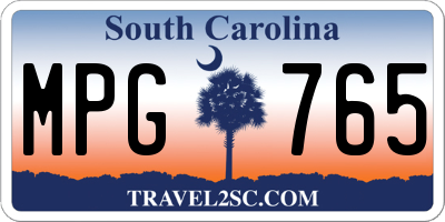 SC license plate MPG765