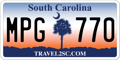 SC license plate MPG770
