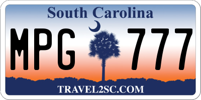 SC license plate MPG777