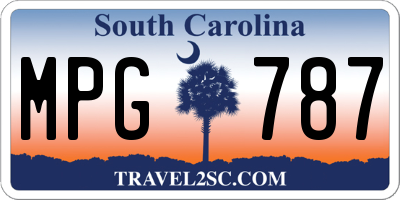 SC license plate MPG787