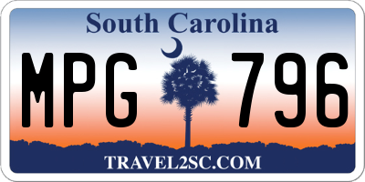 SC license plate MPG796