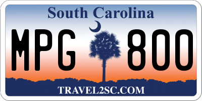 SC license plate MPG800