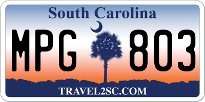 SC license plate MPG803