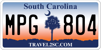 SC license plate MPG804