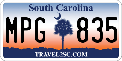 SC license plate MPG835