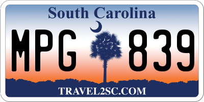 SC license plate MPG839