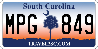 SC license plate MPG849