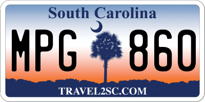 SC license plate MPG860