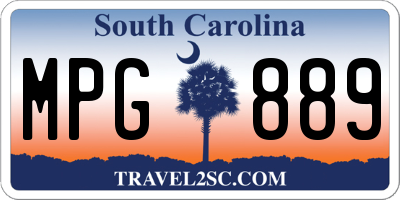 SC license plate MPG889