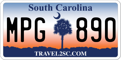 SC license plate MPG890