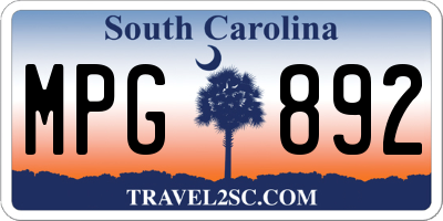 SC license plate MPG892