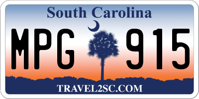 SC license plate MPG915