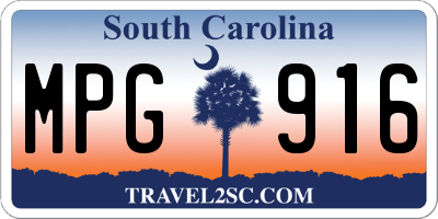 SC license plate MPG916