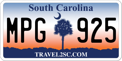 SC license plate MPG925