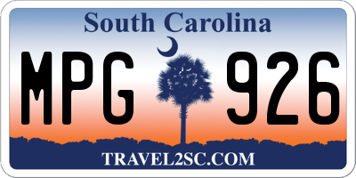 SC license plate MPG926