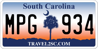 SC license plate MPG934