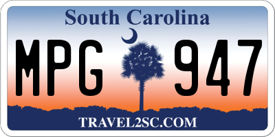 SC license plate MPG947
