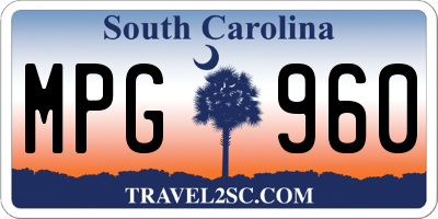 SC license plate MPG960