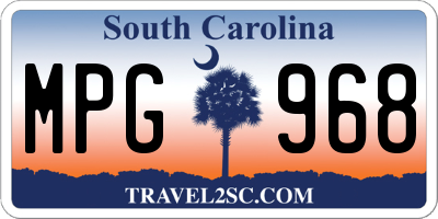 SC license plate MPG968