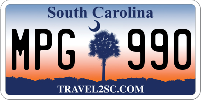 SC license plate MPG990