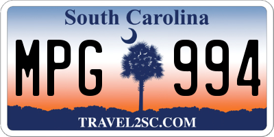 SC license plate MPG994