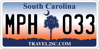 SC license plate MPH033