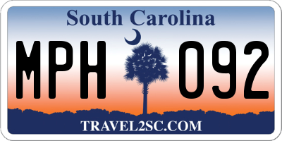 SC license plate MPH092