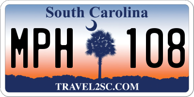 SC license plate MPH108