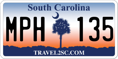 SC license plate MPH135