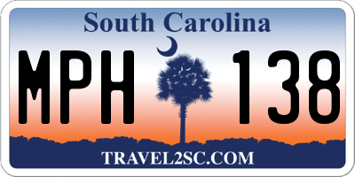 SC license plate MPH138